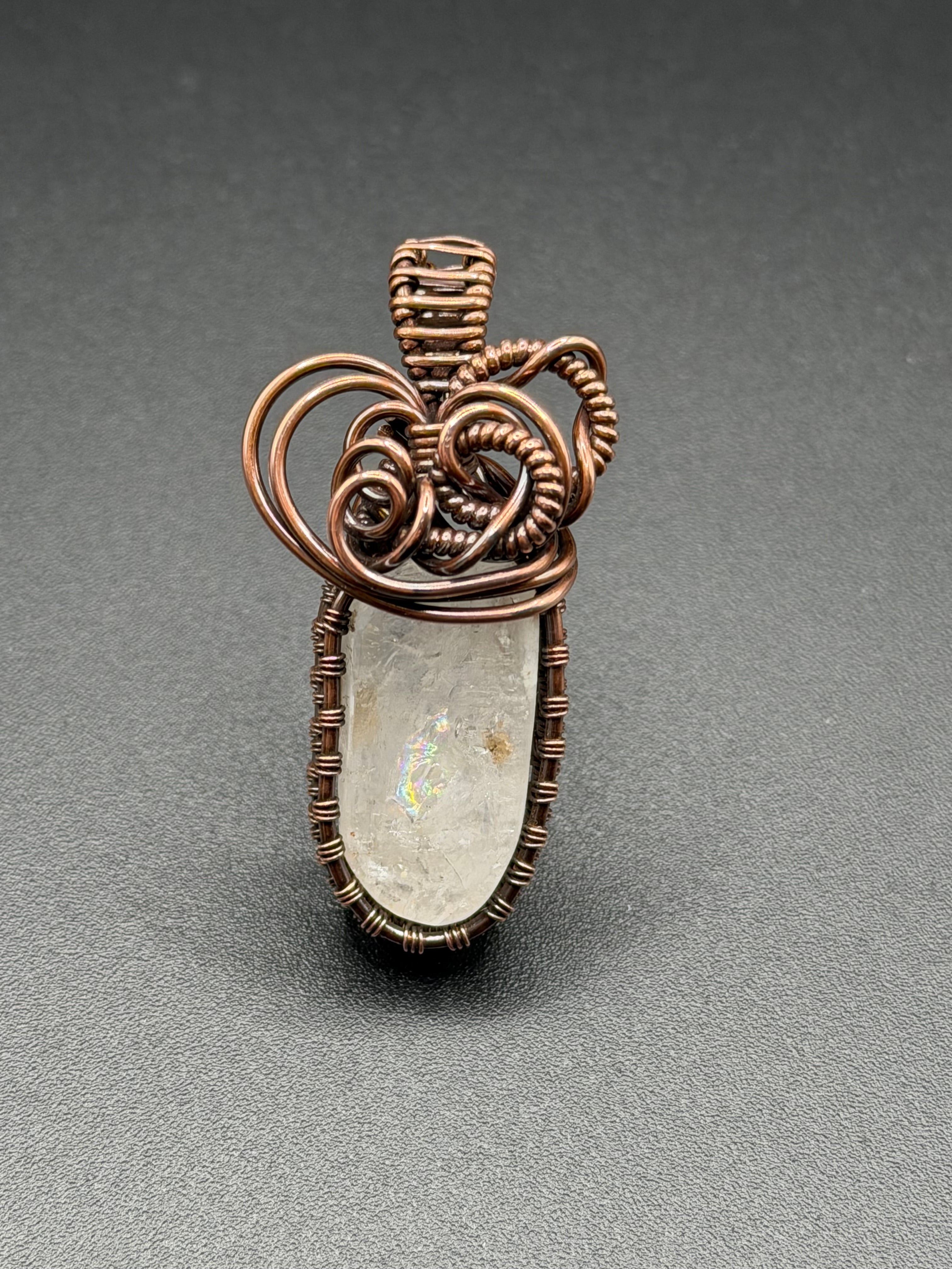 Custom Timberwolf Mountain Quartz Copper Wire Wrapped Pendant