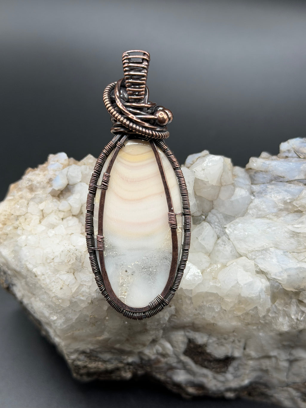 Windy Mountain Agate Copper Wire Wrapped Pendant