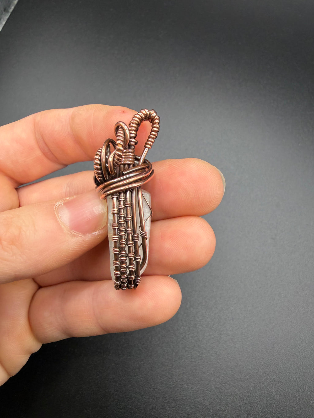 Custom Timberwolf Mountain Quartz Copper Wire Wrapped Pendant