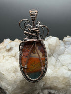 Northwest Oregon Moss Agate Copper Wire Wrapped Pendant
