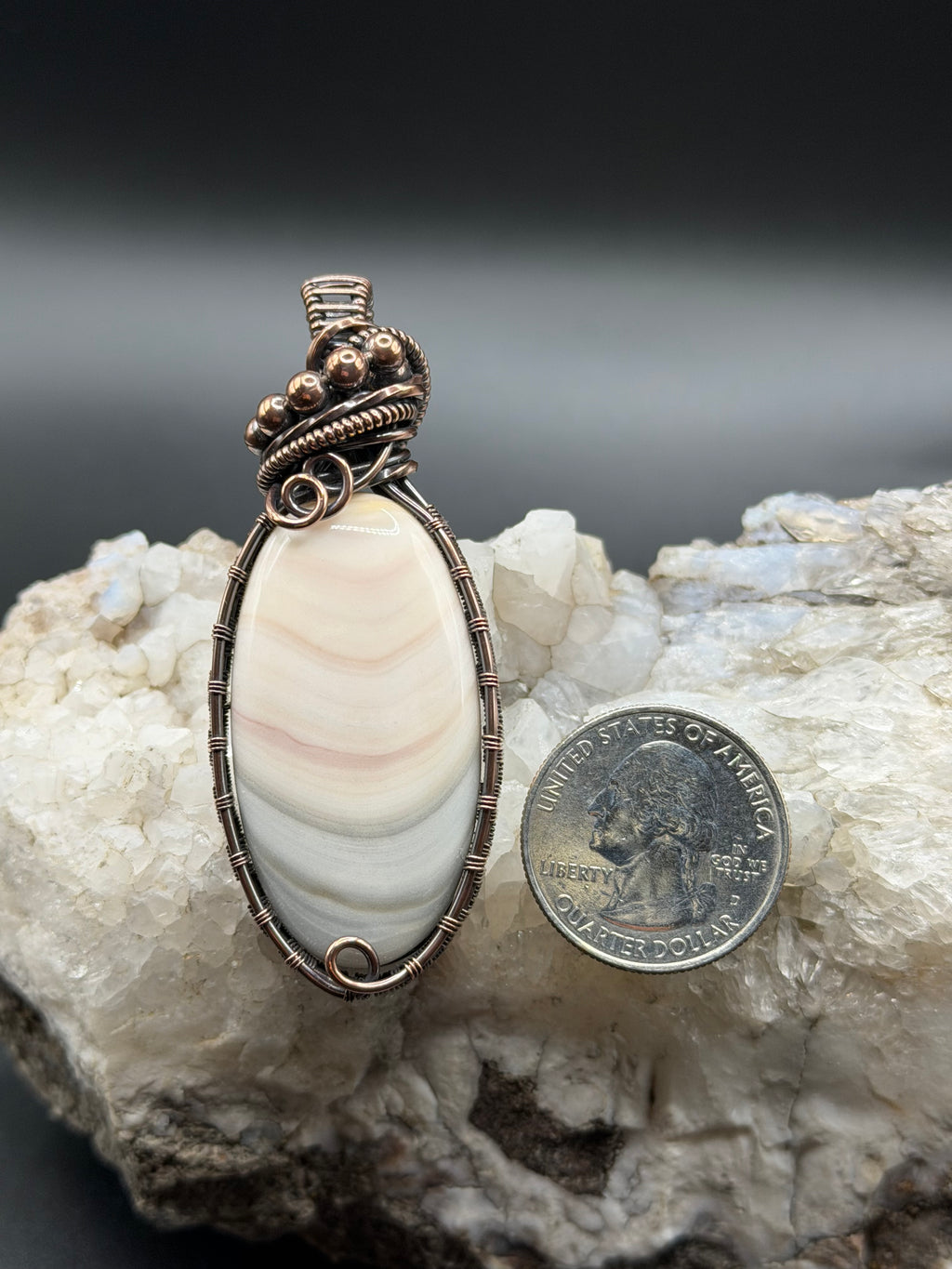 Windy Mountain Agate Copper Wire Wrapped Pendant