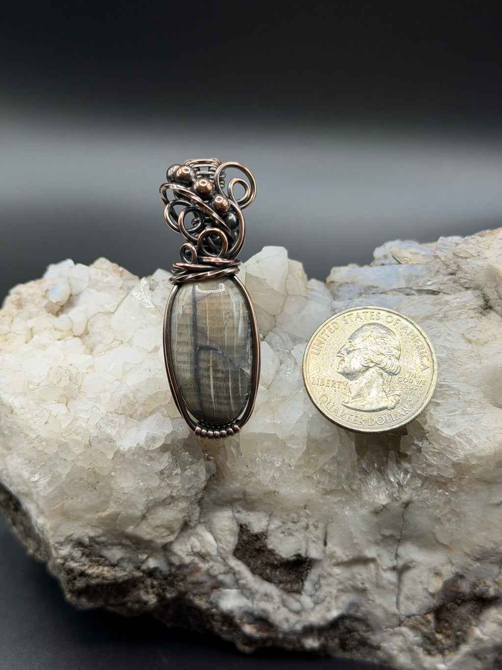 Petrified Wood Southwest Washington Copper Wire Wrapped Pendant