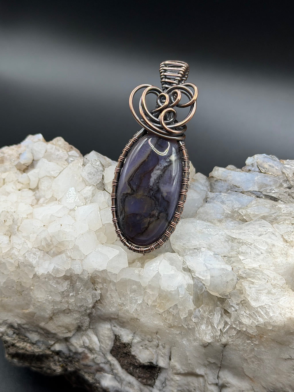 Burro Creek Agate Copper Wire Wrapped Pendant