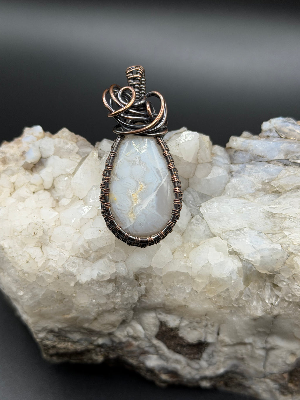 Southwest Washington Agate Copper Wire Wrapped Pendant