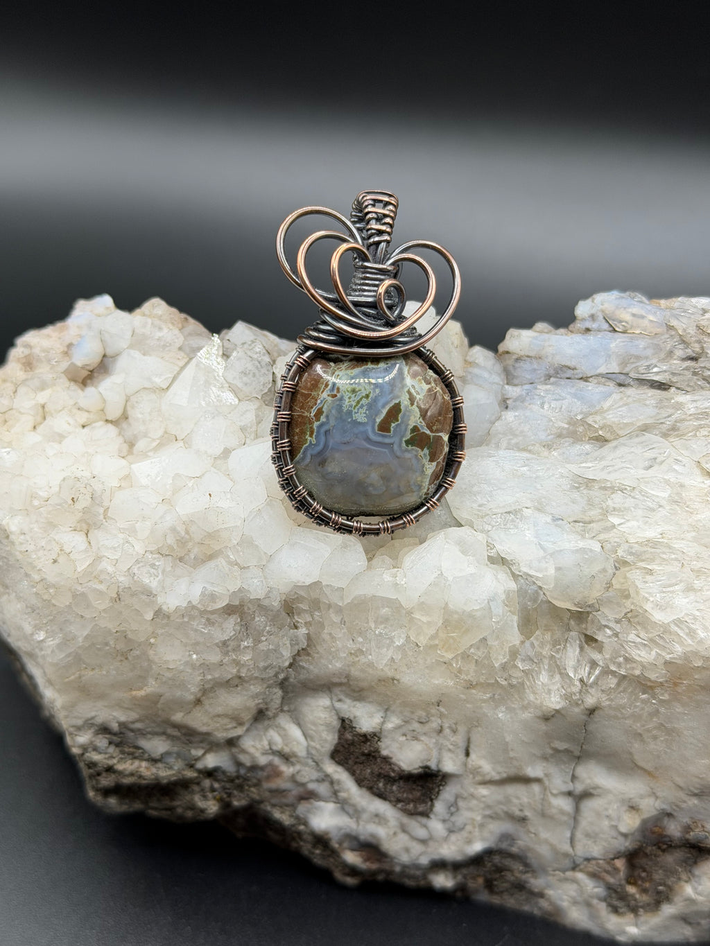 Crane Creek Oregon Thunderegg Copper Wire Wrapped Pendant