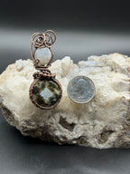Southwest Washington Agate Pendant – Double Stone Copper Wire Wrapped Necklace