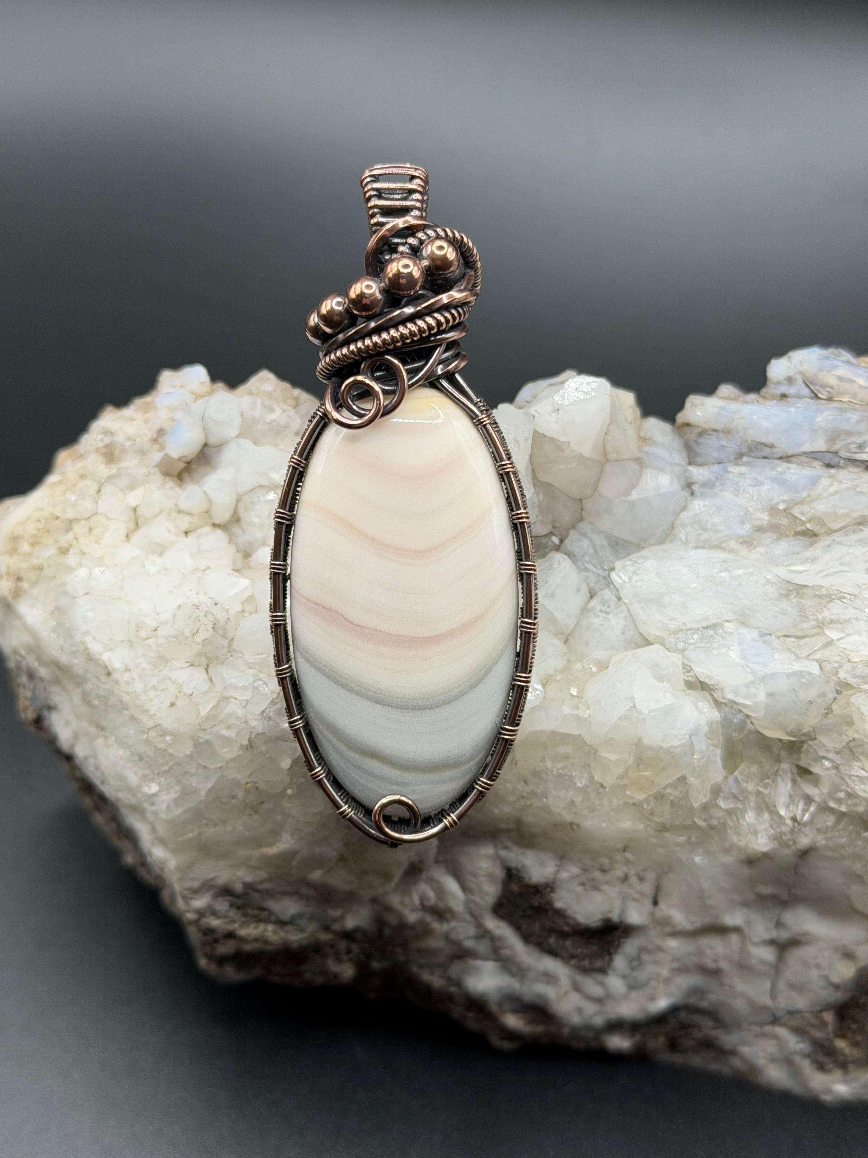 Windy Mountain Agate Copper Wire Wrapped Pendant
