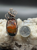 Northwest Oregon Moss Agate Copper Wire Wrapped Pendant