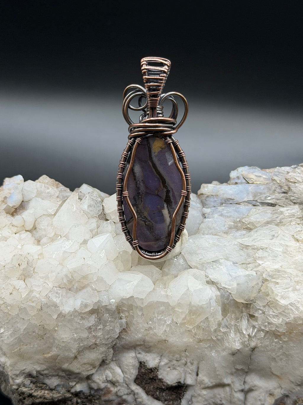 Burro Creek Agate Copper Wire Wrapped Pendant
