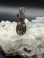 Southwest Washington Seam Agate Copper Wire Wrapped Pendant