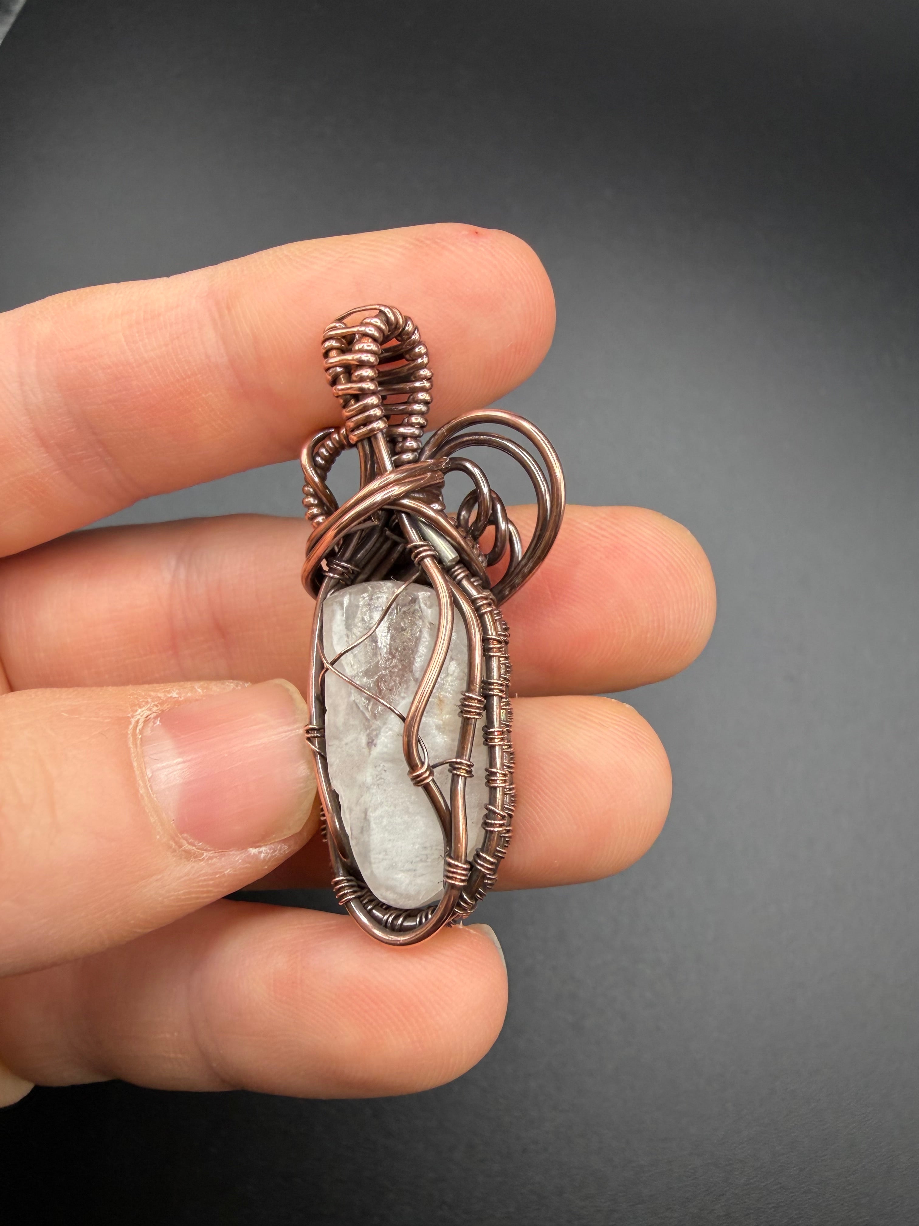 Custom Timberwolf Mountain Quartz Copper Wire Wrapped Pendant