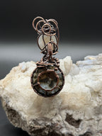 Southwest Washington Agate Pendant – Double Stone Copper Wire Wrapped Necklace