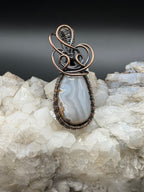 Graveyard Point Banded Agate Copper Wire Wrapped Pendant