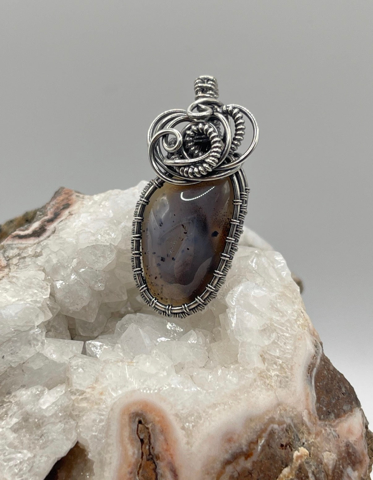 Montana Agate Wire Wrapped Pendant