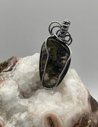Maury Mountain Moss Agate Sterling Silver Wire Wrapped Pendant