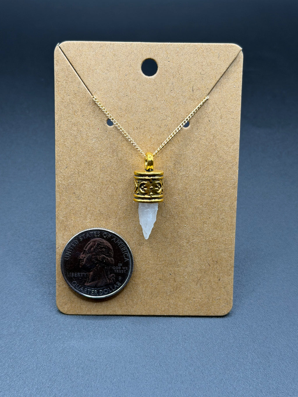 Timberwolf Mountain Quartz Point Pendant with Dainty Chain