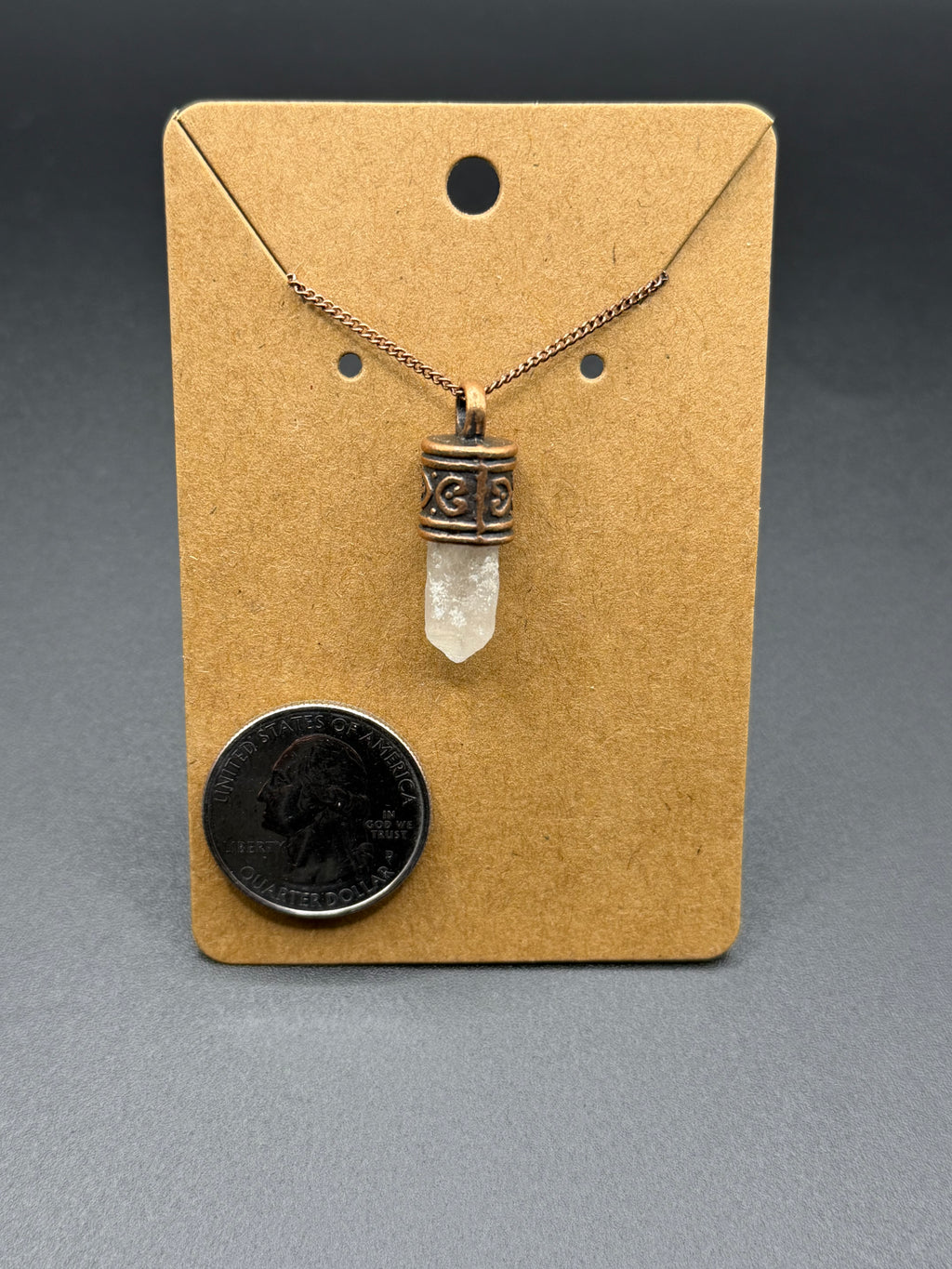 Timberwolf Mountain Quartz Point Pendant with Dainty Chain