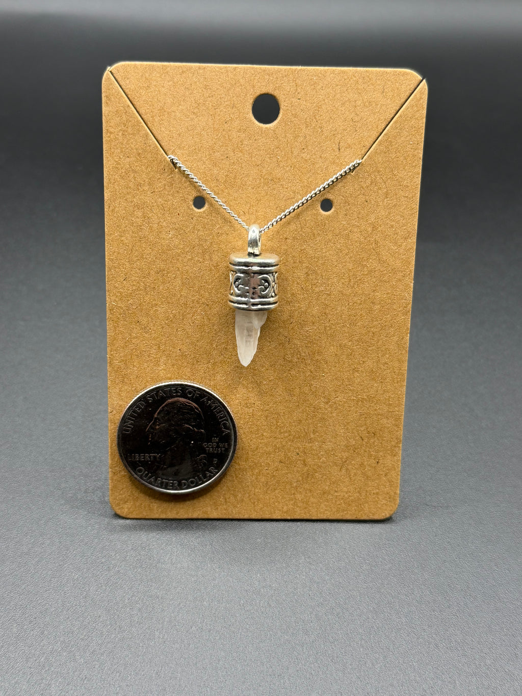Timberwolf Mountain Quartz Point Pendant with Dainty Chain
