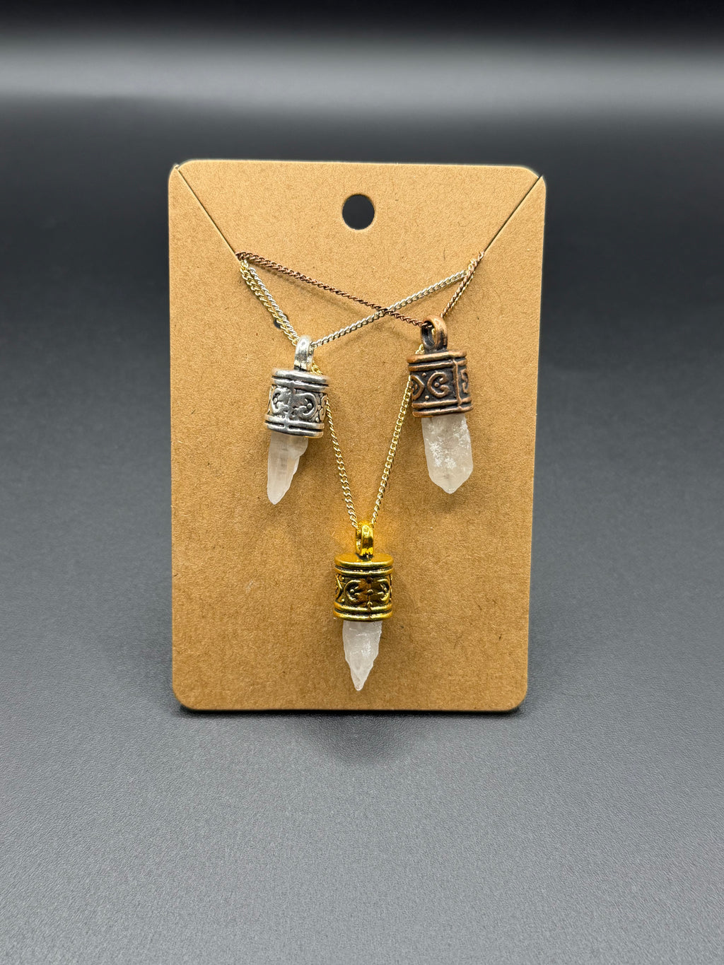 Timberwolf Mountain Quartz Point Pendant with Dainty Chain