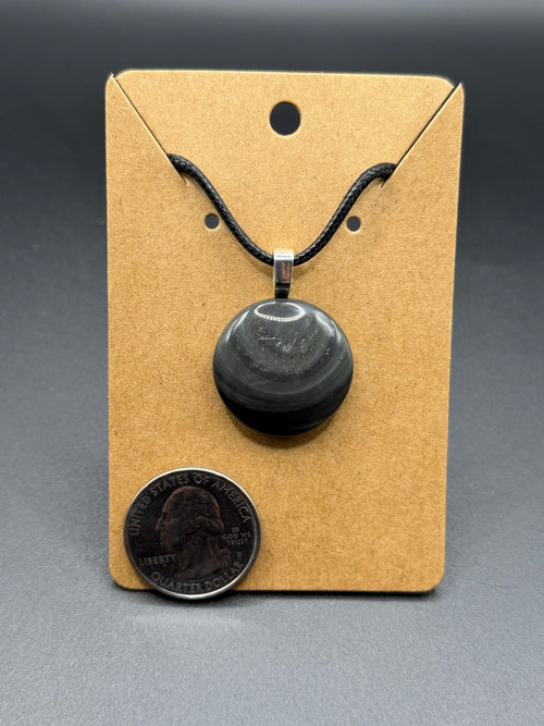 Glass Butte Silver Sheen Obsidian Pendant