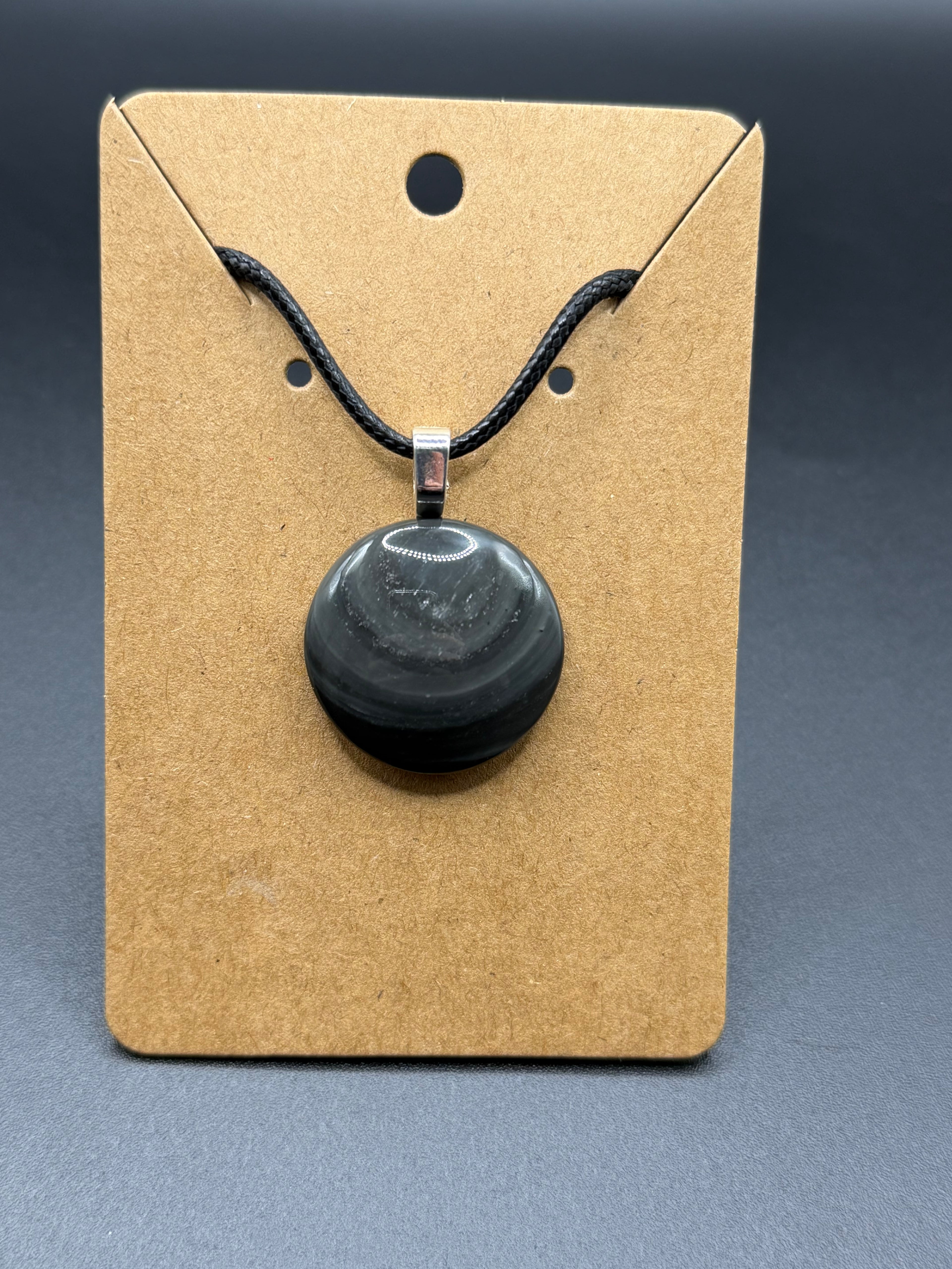 Glass Butte Silver Sheen Obsidian Pendant