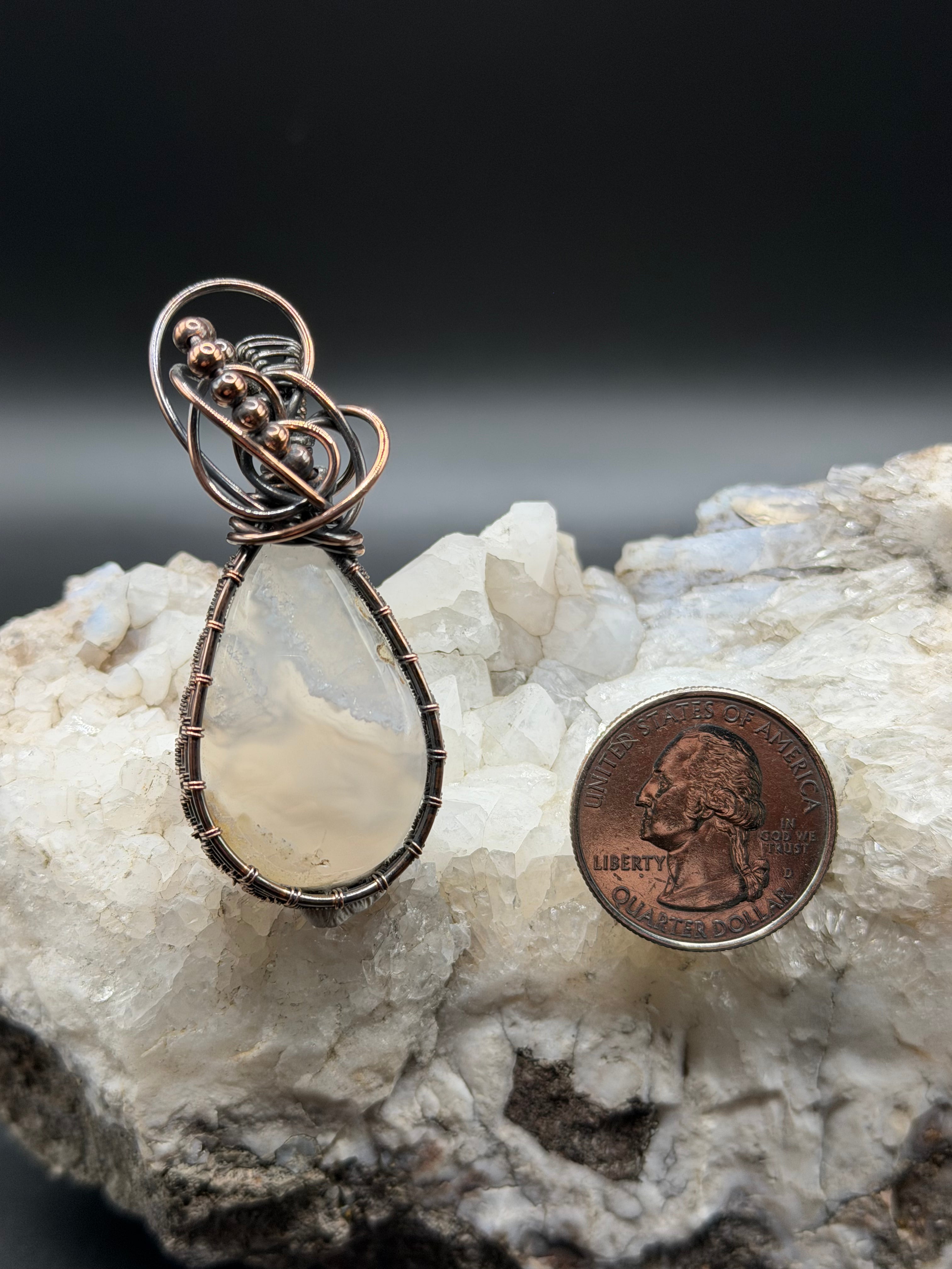 Translucent SW Washington Creek Agate in Copper Wire Pendant