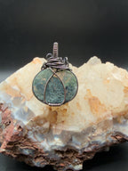 Washington Moss Agate Pumpkin Wire Wrapped in Copper Wire