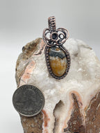 Widowmaker Plume Jasper Copper Wire Wrapped Pendant