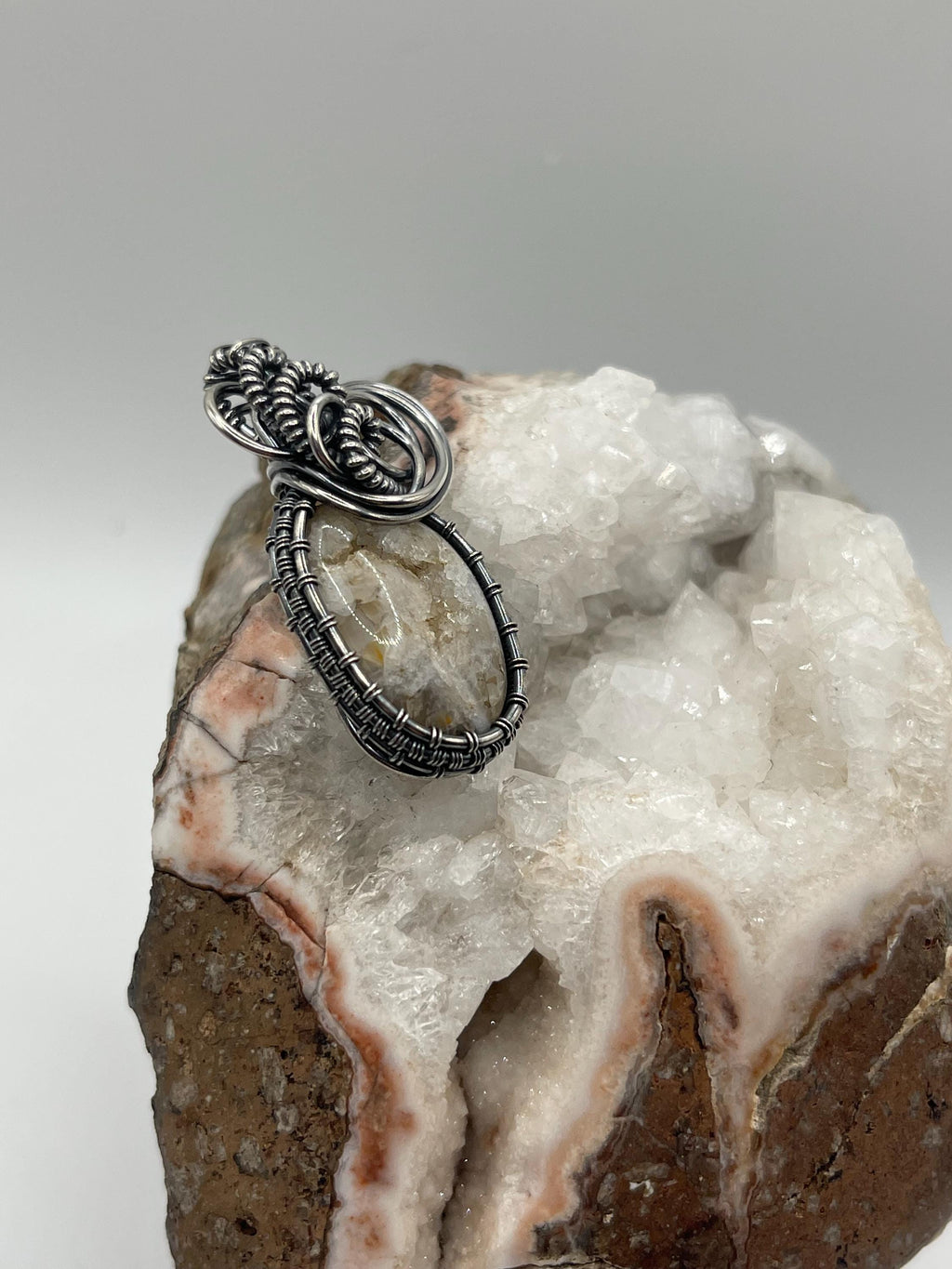 Southwest Washington Quartz Sterling Silver Wire Wrapped Pendant