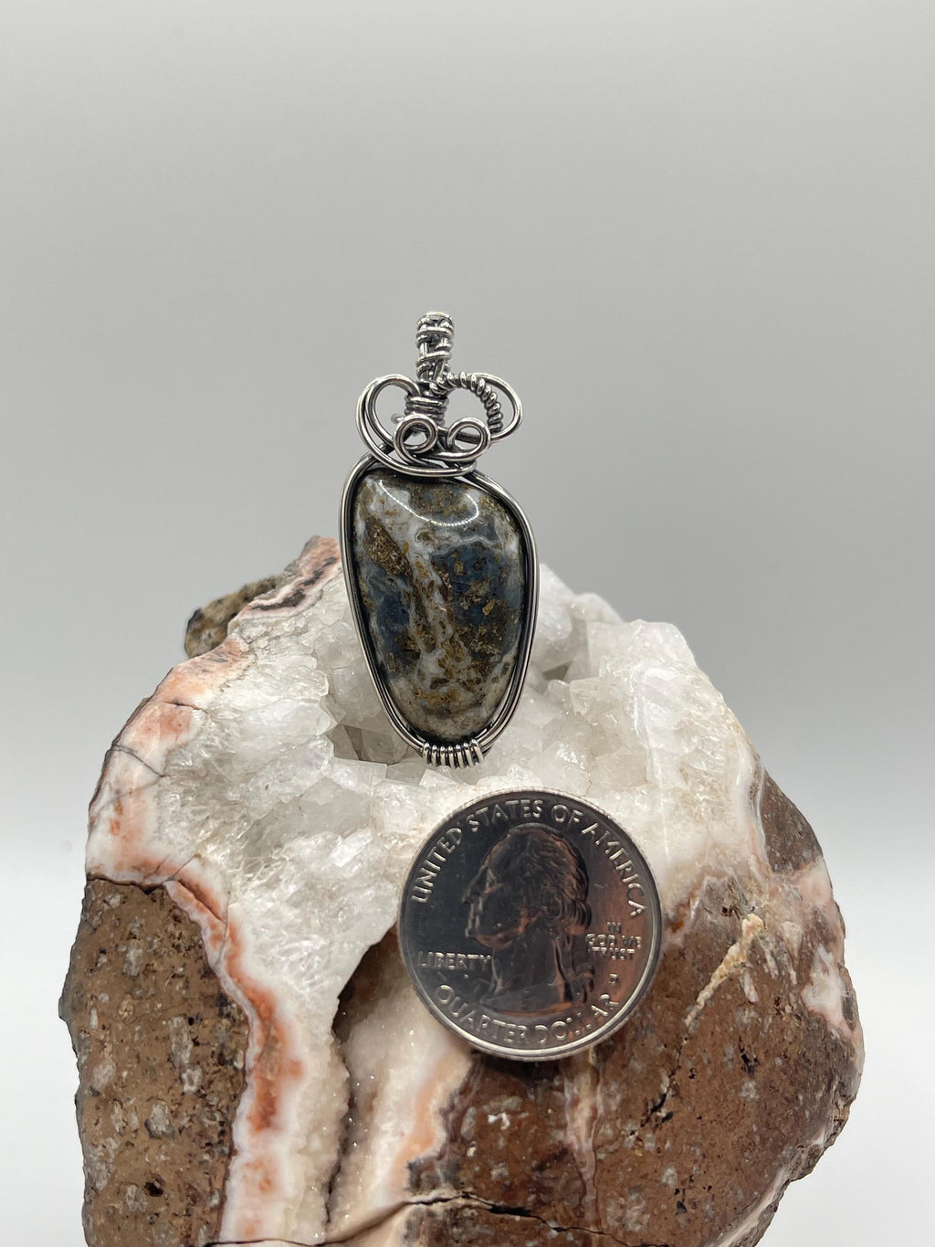 Southwest Washington Plume Agate Sterling Silver Wire Wrapped Pendant
