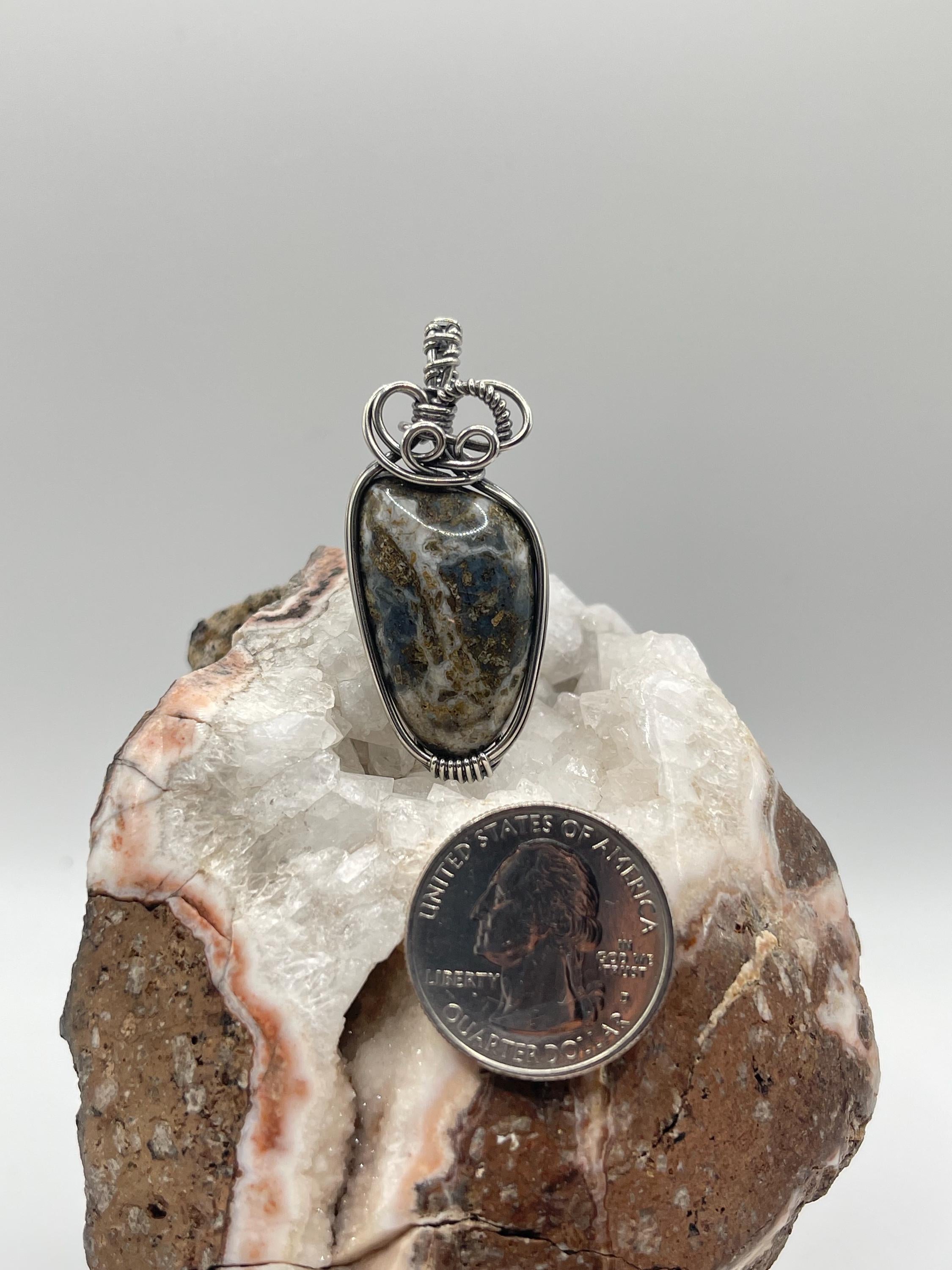 Southwest Washington Plume Agate Wire Wrapped Pendant