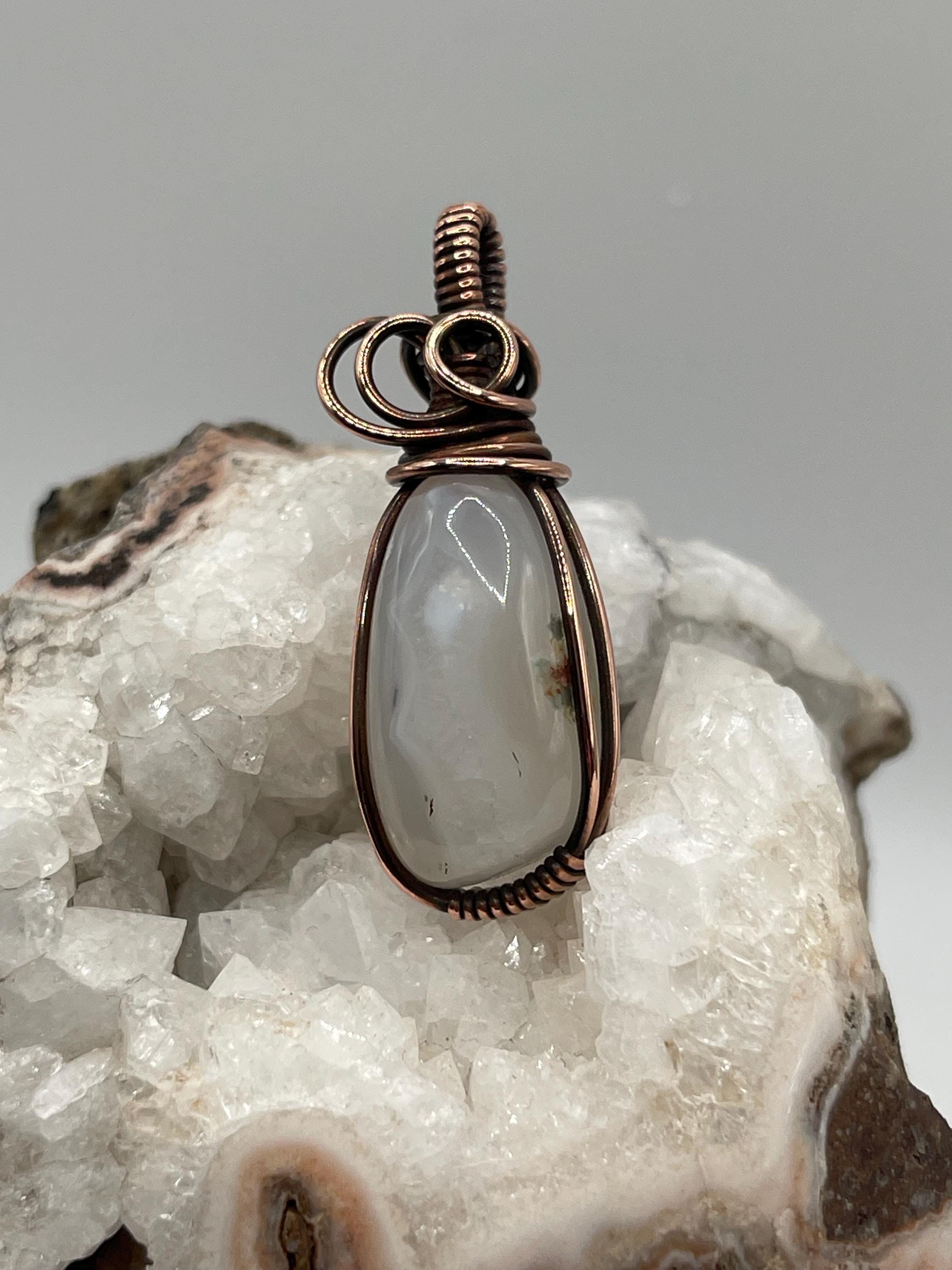 Graveyard Point Seam Agate Wire Wrapped Pendant