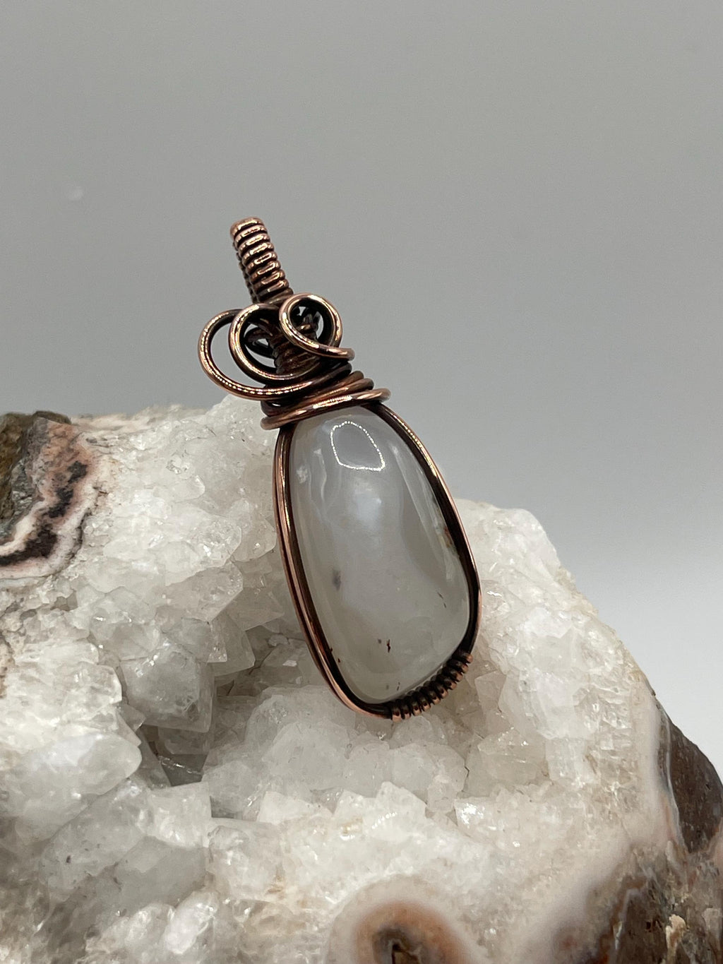 Graveyard Point Seam Agate Copper Wire Wrapped Pendant