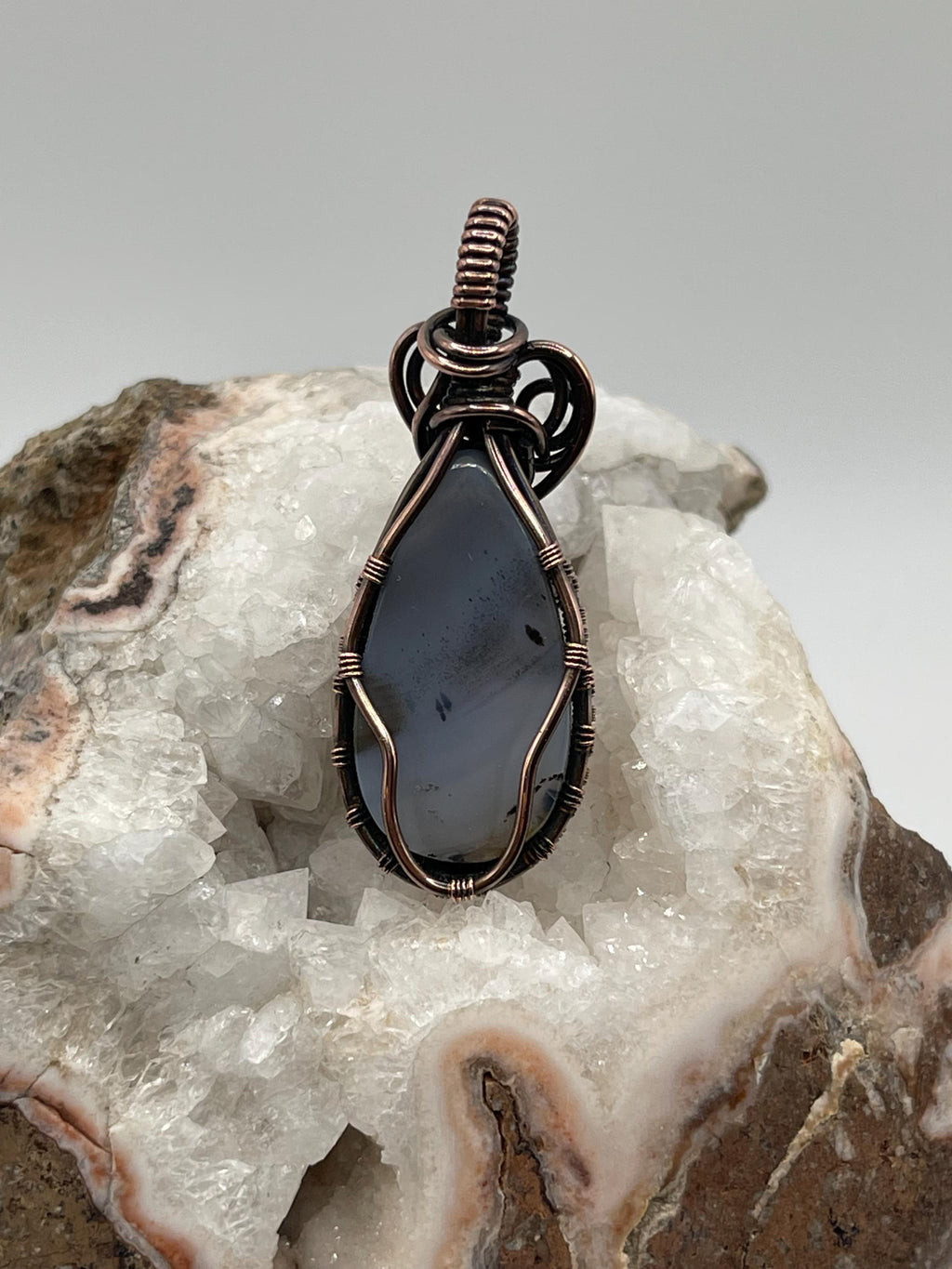 Montana Agate Cooper Wire Wrapped Pendant