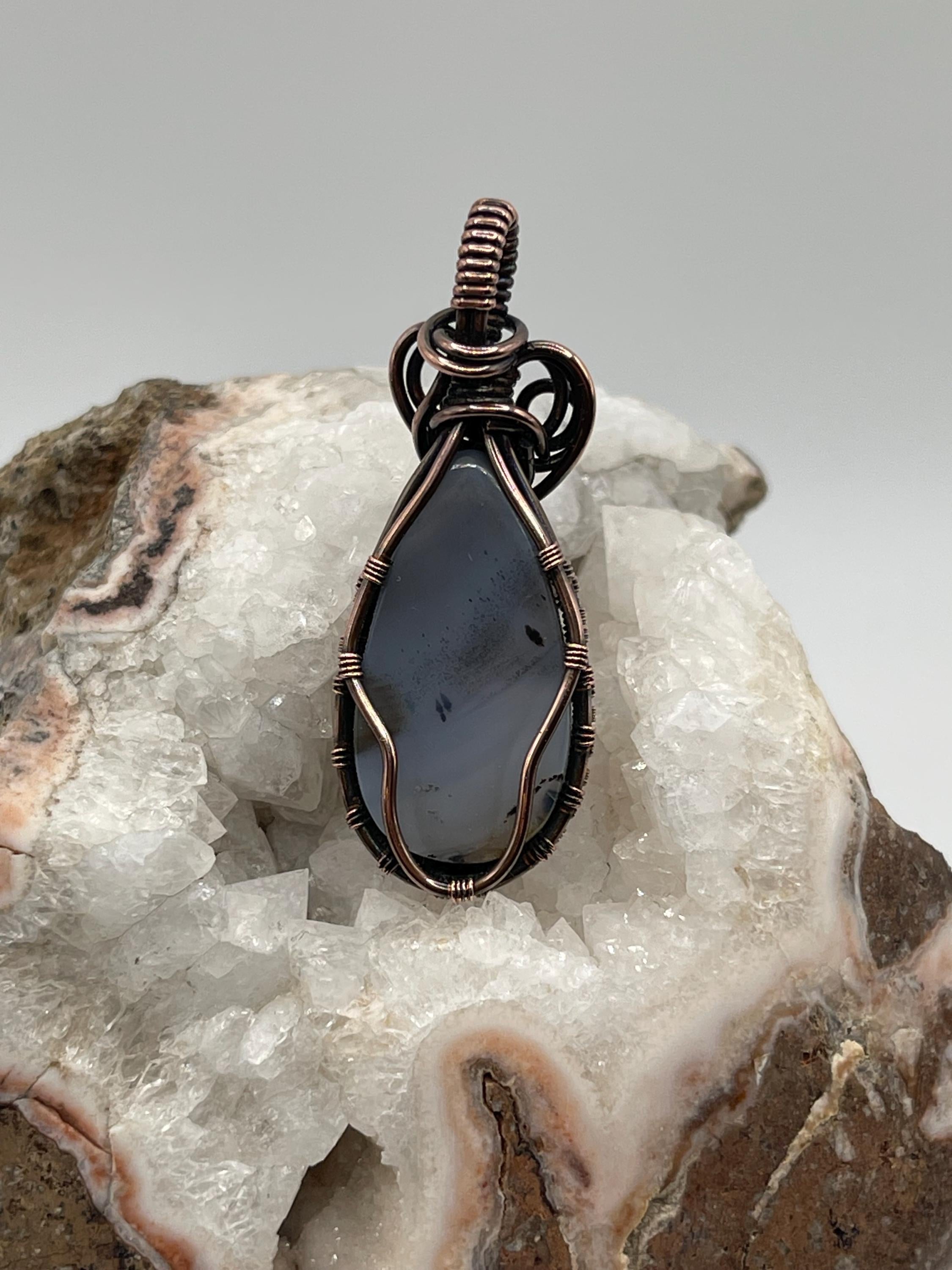 Montana Agate Wire Wrapped Pendant