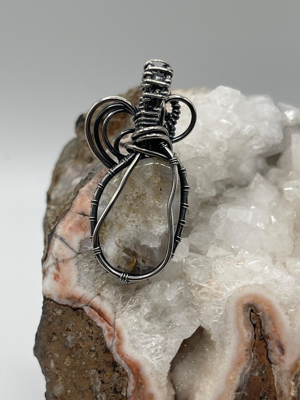 Southwest Washington Quartz Sterling Silver Wire Wrapped Pendant