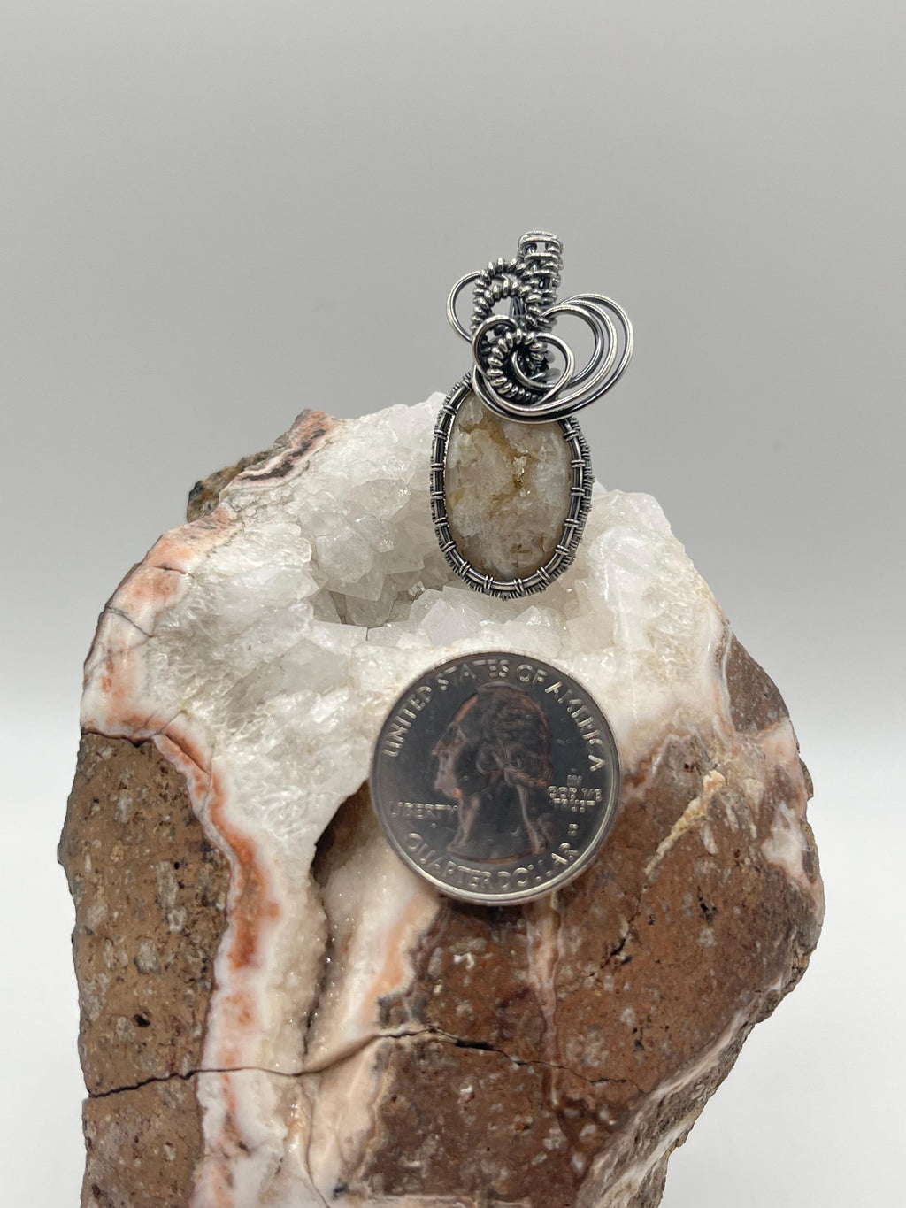 Southwest Washington Quartz Sterling Silver Wire Wrapped Pendant