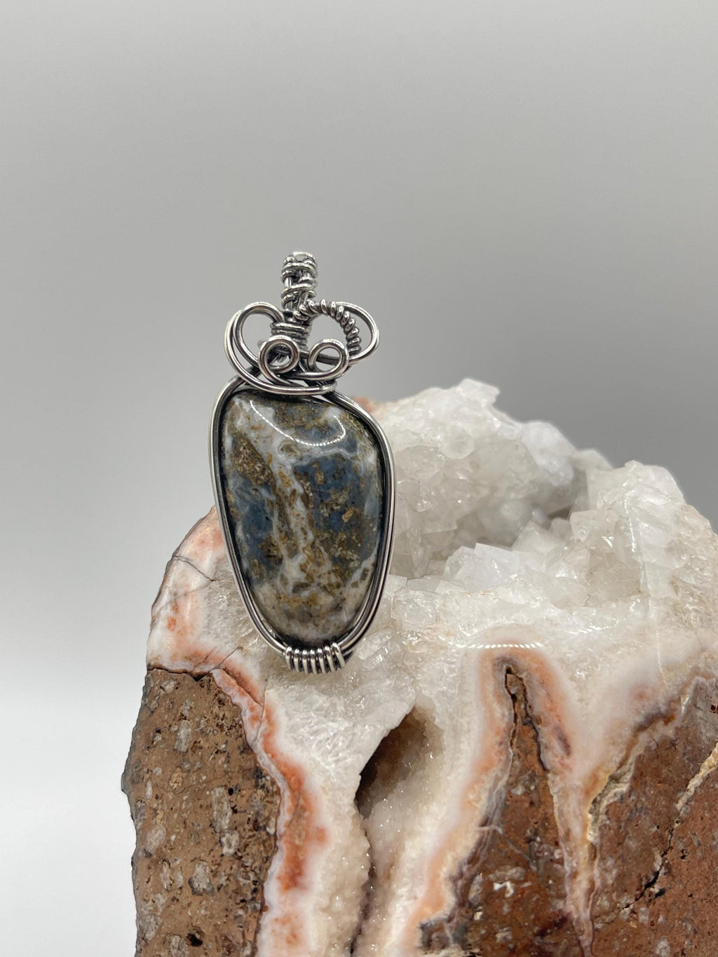 Southwest Washington Plume Agate Sterling Silver Wire Wrapped Pendant