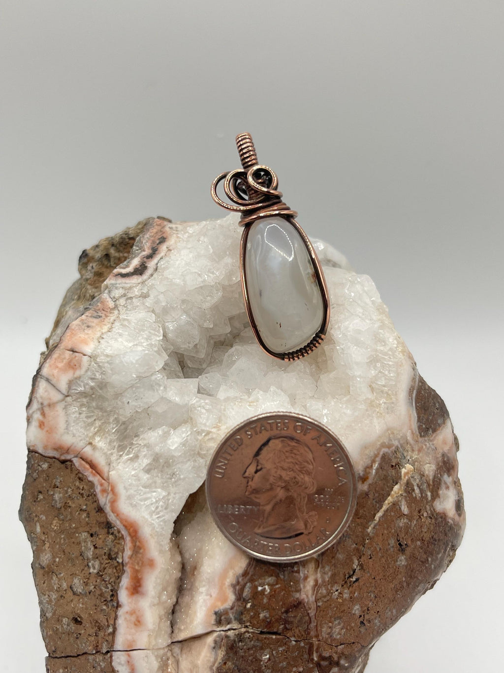 Graveyard Point Seam Agate Copper Wire Wrapped Pendant