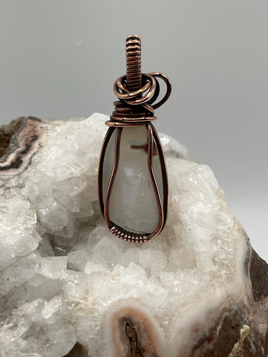 Graveyard Point Seam Agate Copper Wire Wrapped Pendant