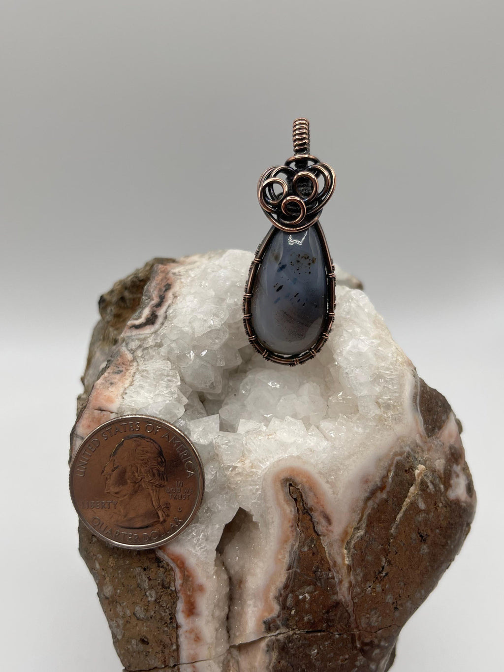 Montana Agate Cooper Wire Wrapped Pendant