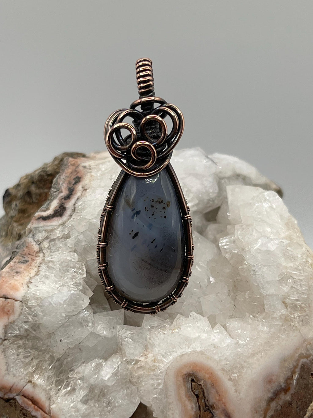 Montana Agate Cooper Wire Wrapped Pendant