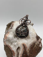 Plume Agate Libra Copper Wire Wrapped Pendant