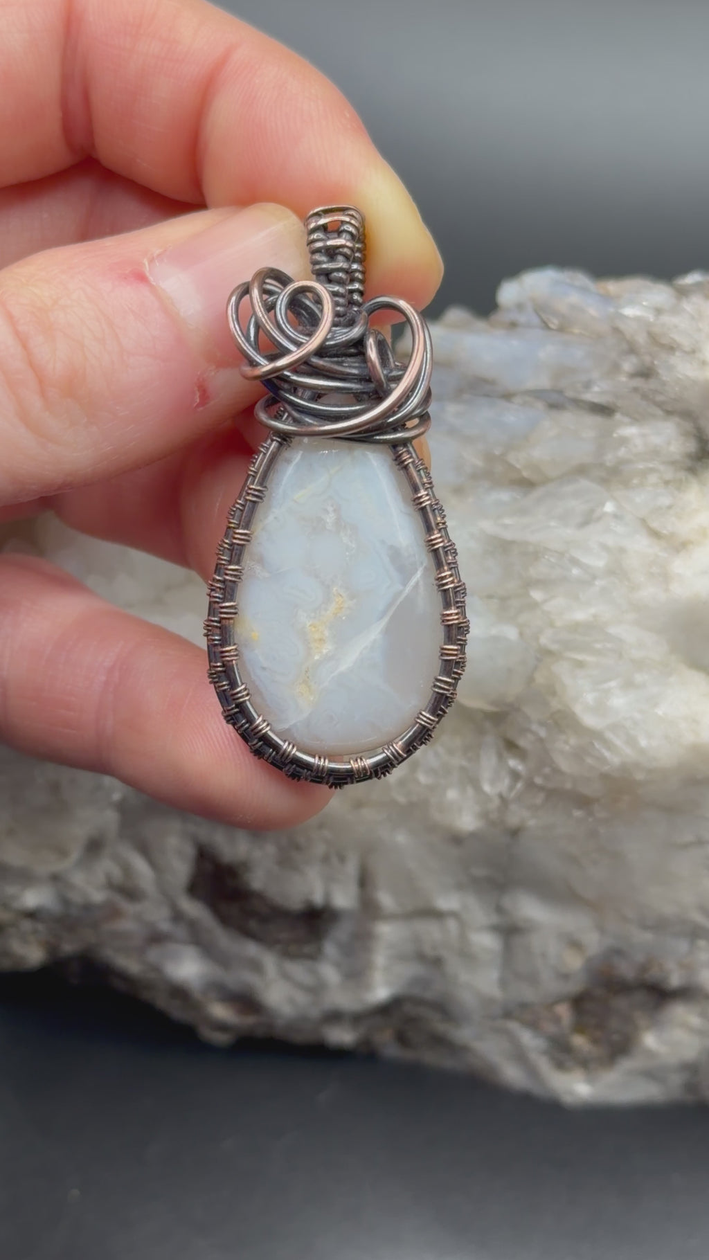 Southwest Washington Agate Copper Wire Wrapped Pendant