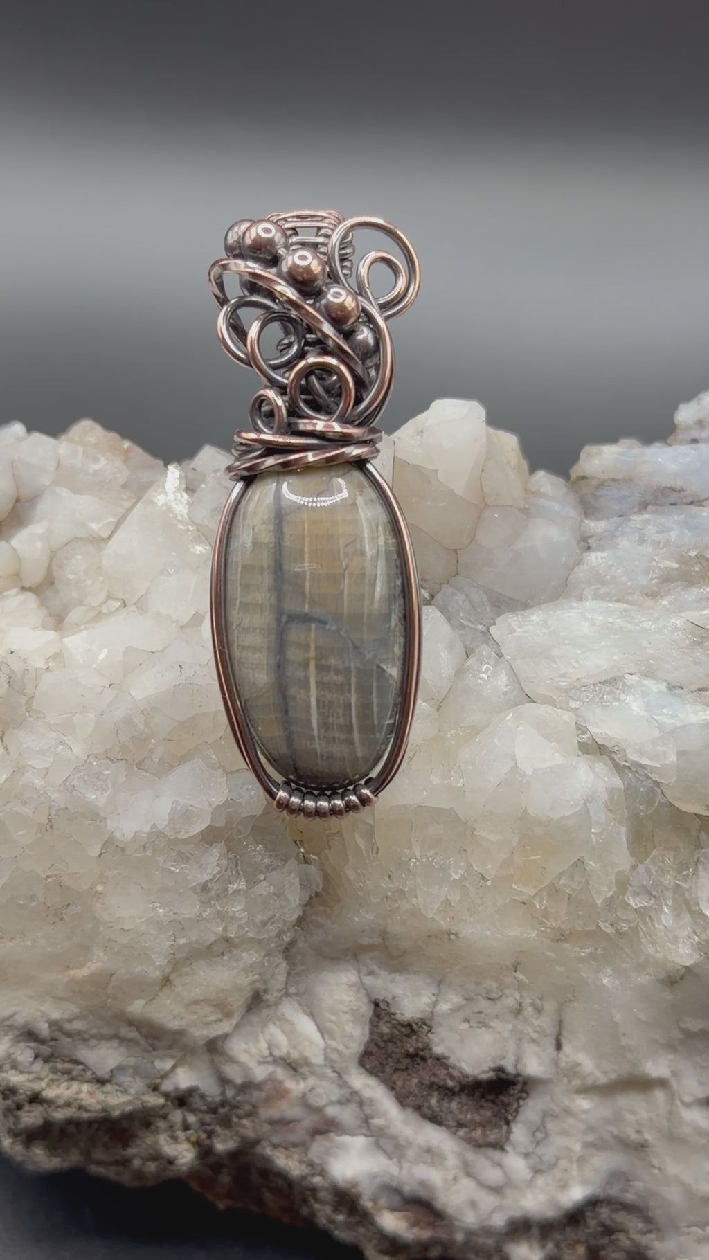 Petrified Wood Southwest Washington Copper Wire Wrapped Pendant