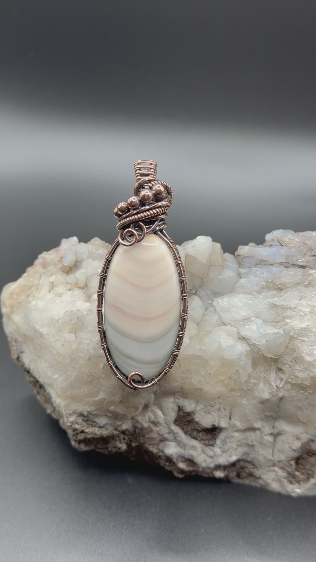 Windy Mountain Agate Copper Wire Wrapped Pendant