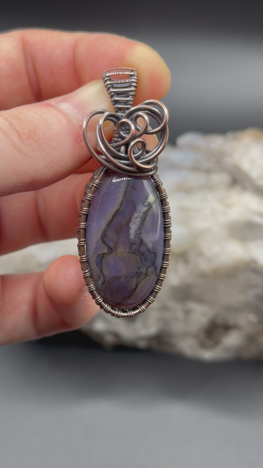 Burro Creek Agate Copper Wire Wrapped Pendant