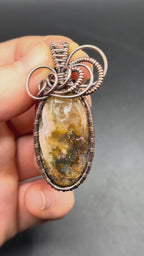 Graveyard Point Plume Agate Copper Wire Wrapped Pendant