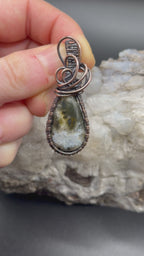 Southwest Washington Seam Agate Copper Wire Wrapped Pendant